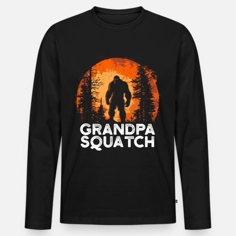 Grandpa Squatch - Männer Premium Bio Langarmshirt - Schwarz