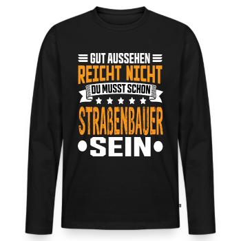 Road builders Road construction Roads Road construction - Men's Premium Organic Long Sleeve Shirt - black - Front - Nico (187cm)