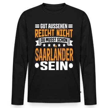 Saarland Saarländer Saar Saarländisch Spruch - Männer Premium Bio Langarmshirt - Schwarz - Vorne - Nico (187cm)