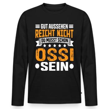 Ossi East German East Germany East Saying - Men's Premium Organic Long Sleeve Shirt - black - Front - Nico (187cm)