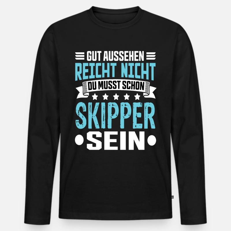 Skipper - Männer Premium Bio Langarmshirt - Schwarz