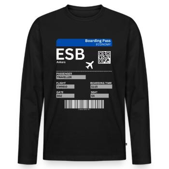 Ankara Bordticket Türkei Urlaub Idee - Männer Premium Bio Langarmshirt - Schwarz - Vorne - Nico (187cm)