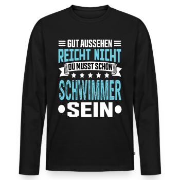 Swimmer - Men's Premium Organic Long Sleeve Shirt - black - Front - Nico (187cm)