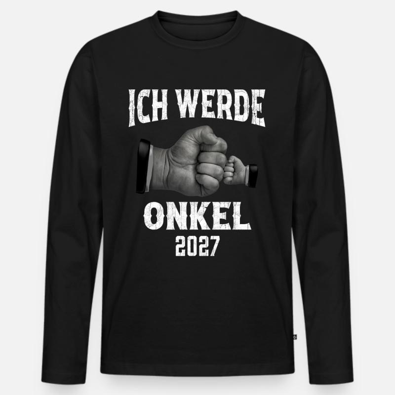 Ich werde Onkel 2027 - Männer Premium Bio Langarmshirt - Schwarz