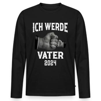 Ich werde Vater 2024 - Männer Premium Bio Langarmshirt - Schwarz - Vorne - Nico (187cm)