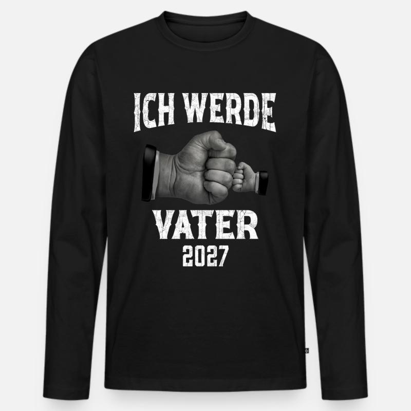 Ich werde Vater 2027 - Männer Premium Bio Langarmshirt - Schwarz