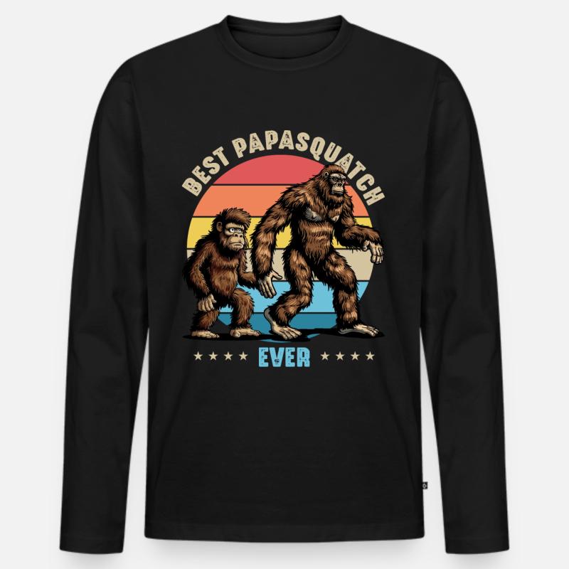 Best Papasquatch Ever - Männer Premium Bio Langarmshirt - Schwarz