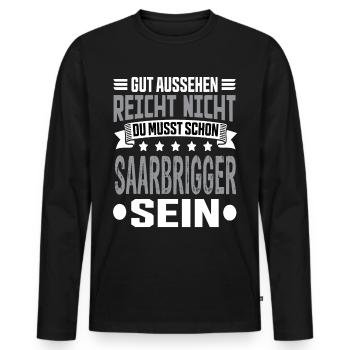 Saarland Saarländer Saar Saarbrigger Saarbrücken - Männer Premium Bio Langarmshirt - Schwarz - Vorne - Nico (187cm)