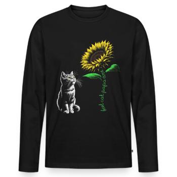 Best Cat Papa Ever - Männer Premium Bio Langarmshirt - Schwarz - Vorne - Nico (187cm)