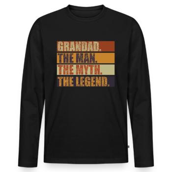Grandad The Man The Myth The Legend - Men's Premium Organic Long Sleeve Shirt - black - Front - Nico (187cm)