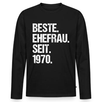 Meilleure épouse de la Saint-Valentin depuis 1970 - T-shirt manches longues Premium bio Homme - noir - Devant - Nico (187cm)