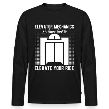 Funny Elevator Mechanic We Know How To Elevate - Männer Premium Bio Langarmshirt - Schwarz - Vorne - Nico (187cm)