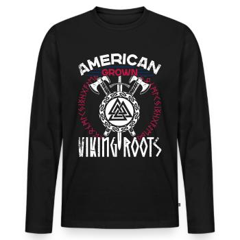 De fières racines nordiques vikings américaines - T-shirt manches longues Premium bio Homme - noir - Devant - Nico (187cm)