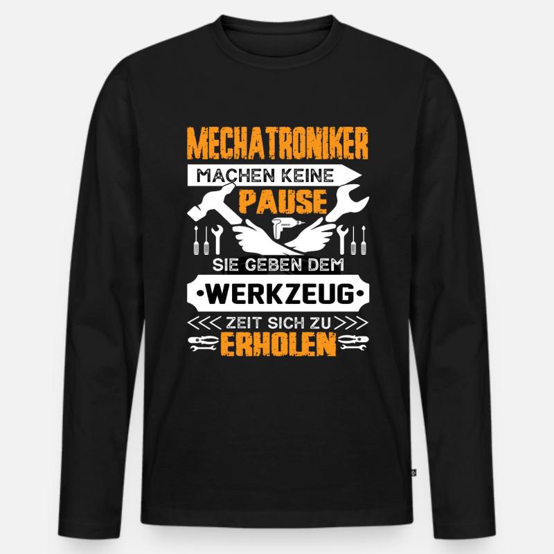 Mechatroniker Machen Keine Pause - Männer Premium Bio Langarmshirt - Schwarz