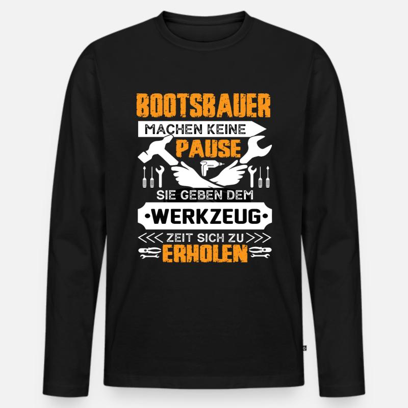 Bootesbauer Machen Keine Pause - Männer Premium Bio Langarmshirt - Schwarz