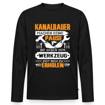 Kanalbauer Machen Keine Pause - Männer Premium Bio Langarmshirt - Schwarz - Vorne - Nico (187cm)