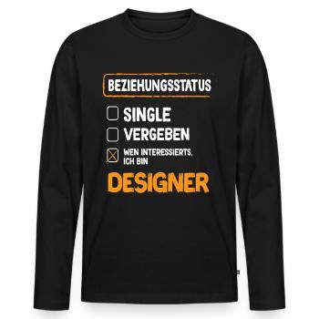 Statut de la relation avec le concepteur - T-shirt manches longues Premium bio Homme - noir - Devant - Nico (187cm)