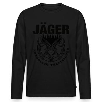 Les chasseurs, bien sûr, précis - T-shirt manches longues Premium bio Homme - noir - Devant - Nico (187cm)