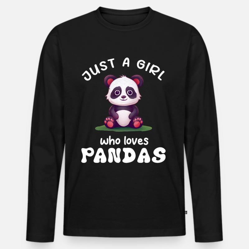 Panda Pandabär Lustig - Männer Premium Bio Langarmshirt - Schwarz