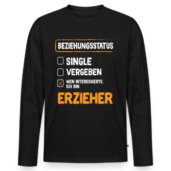 Statut relationnel de l’éducateur - T-shirt manches longues Premium bio Homme - noir - Devant - Nico (187cm)