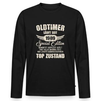 35th Birthday 35 Years Classic Car Gift 1989 - Men's Premium Organic Long Sleeve Shirt - black - Front - Nico (187cm)