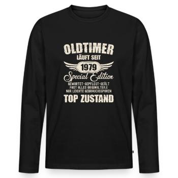 45th Birthday 45 Years Classic Car Gift 1979 - Men's Premium Organic Long Sleeve Shirt - black - Front - Nico (187cm)