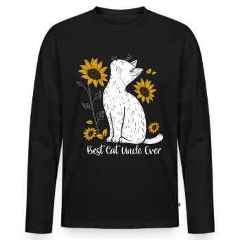 Best Cat Uncle Ever - Männer Premium Bio Langarmshirt - Schwarz - Vorne - Nico (187cm)
