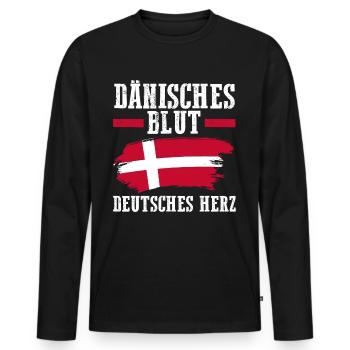 Danois Danemark - T-shirt manches longues Premium bio Homme - noir - Devant - Nico (187cm)
