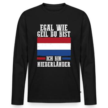 Niederländer Niederlande Holland - Männer Premium Bio Langarmshirt - Schwarz - Vorne - Nico (187cm)