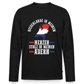 Pays-Bas Pays-Bas Pays-Bas - T-shirt manches longues Premium bio Homme - noir - Devant - Nico (187cm)