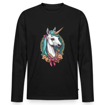 Maman Licorne Maman Drôle Maman Fête des Mères - T-shirt manches longues Premium bio Homme - noir - Devant - Nico (187cm)