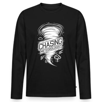 Tornado Twister Chasing Meteorologist - Men's Premium Organic Long Sleeve Shirt - black - Front - Nico (187cm)