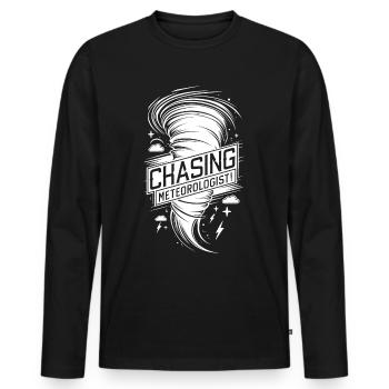 Tornado Twister Chasing Meteorologist - Men's Premium Organic Long Sleeve Shirt - black - Front - Nico (187cm)