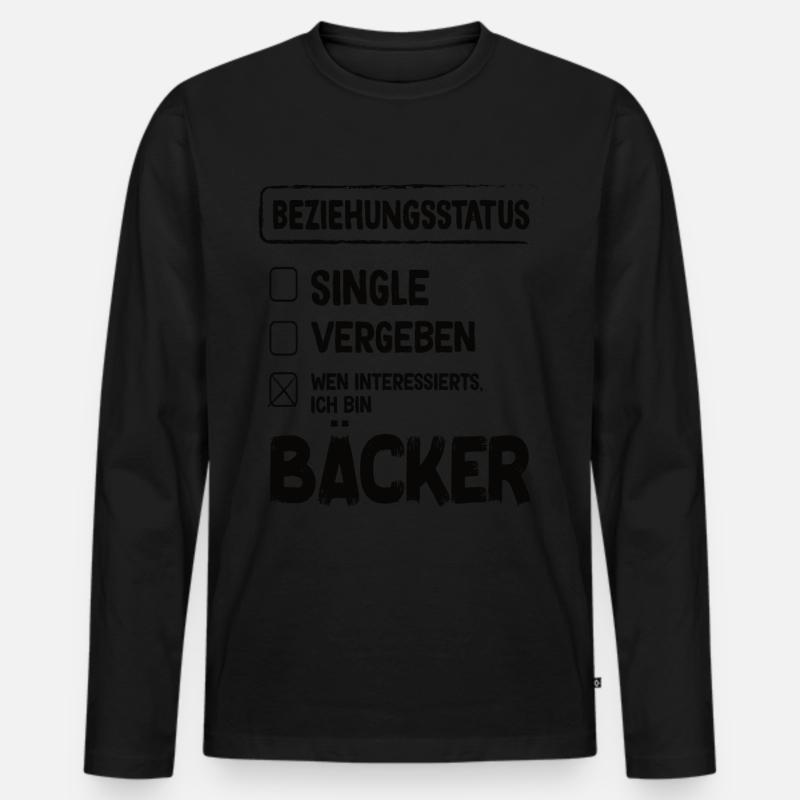 Bäcker Beziehungsstatus Back Backwaren Backen - Männer Premium Bio Langarmshirt - Schwarz