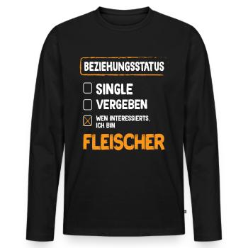 Fleischer Beziehungsstatus Fleischer Metzger - Männer Premium Bio Langarmshirt - Schwarz - Vorne - Nico (187cm)
