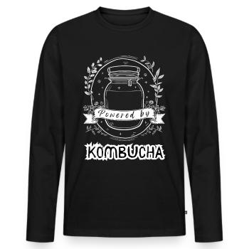 Angetrieben von KOMBUCHA - Männer Premium Bio Langarmshirt - Schwarz - Vorne - Nico (187cm)