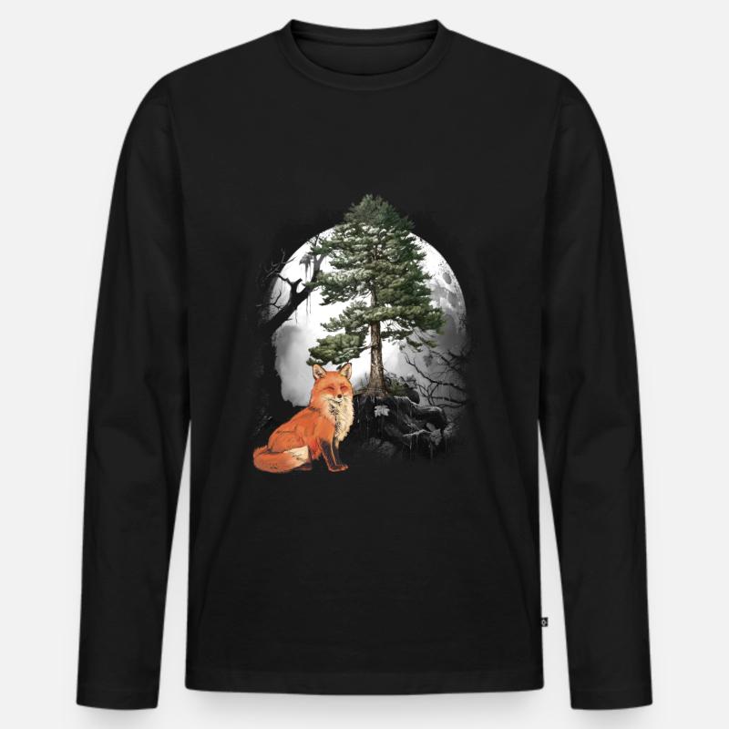 Fuchs Füchse Waldbewohner Waldtiere - Männer Premium Bio Langarmshirt - Schwarz