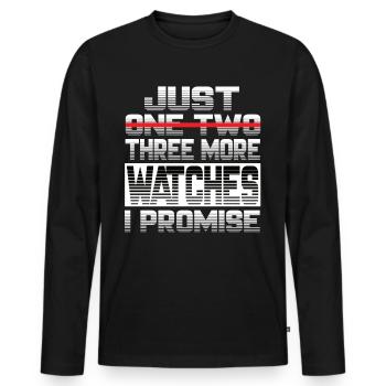 Juste une montre de plus Je promets Montres - T-shirt manches longues Premium bio Homme - noir - Devant - Nico (187cm)