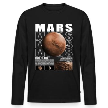 Mars Planète Espace Cosmologie Astronomie - T-shirt manches longues Premium bio Homme - noir - Devant - Nico (187cm)