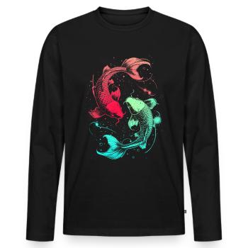Pisces Sternzeichen Fische Symbol Astrologie - Männer Premium Bio Langarmshirt - Schwarz - Vorne - Nico (187cm)