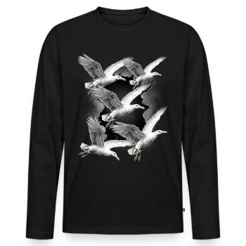 Möwen Möwe Maritim Seevögel - Männer Premium Bio Langarmshirt - Schwarz - Vorne - Nico (187cm)