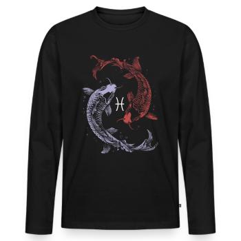 Sternzeichen Pisces Fische Symbol Astrologie - Männer Premium Bio Langarmshirt - Schwarz - Vorne - Nico (187cm)