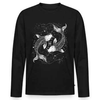 Pisces Sternzeichen Symbol Fische Astrologie - Männer Premium Bio Langarmshirt - Schwarz - Vorne - Nico (187cm)