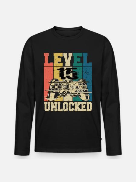 Level 18 Unlocked - Men's Premium Organic Long Sleeve Shirt - black