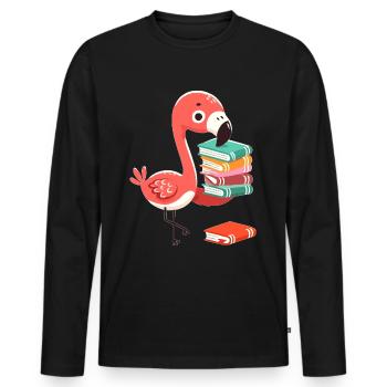 Reading Books Flamingo Book Book Lover - Men's Premium Organic Long Sleeve Shirt - black - Front - Nico (187cm)