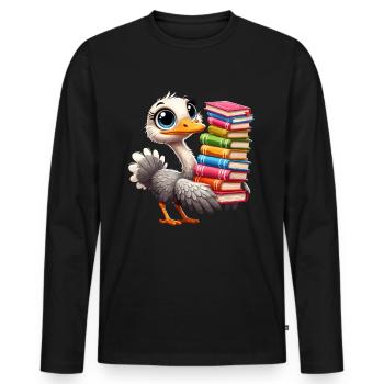 Reading Books Strauss Book Book Lover - Men's Premium Organic Long Sleeve Shirt - black - Front - Nico (187cm)