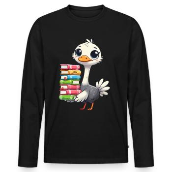 Reading Books Strauss Book Book Lover - Men's Premium Organic Long Sleeve Shirt - black - Front - Nico (187cm)