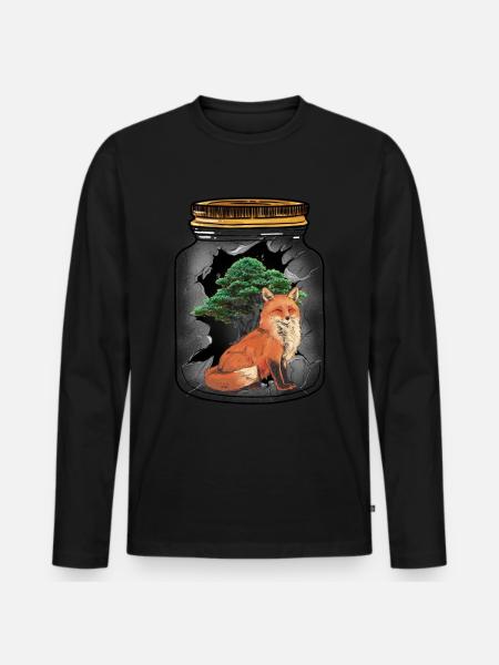 Fuchs Füchse Waldbewohner Baum - Männer Premium Bio Langarmshirt - Schwarz