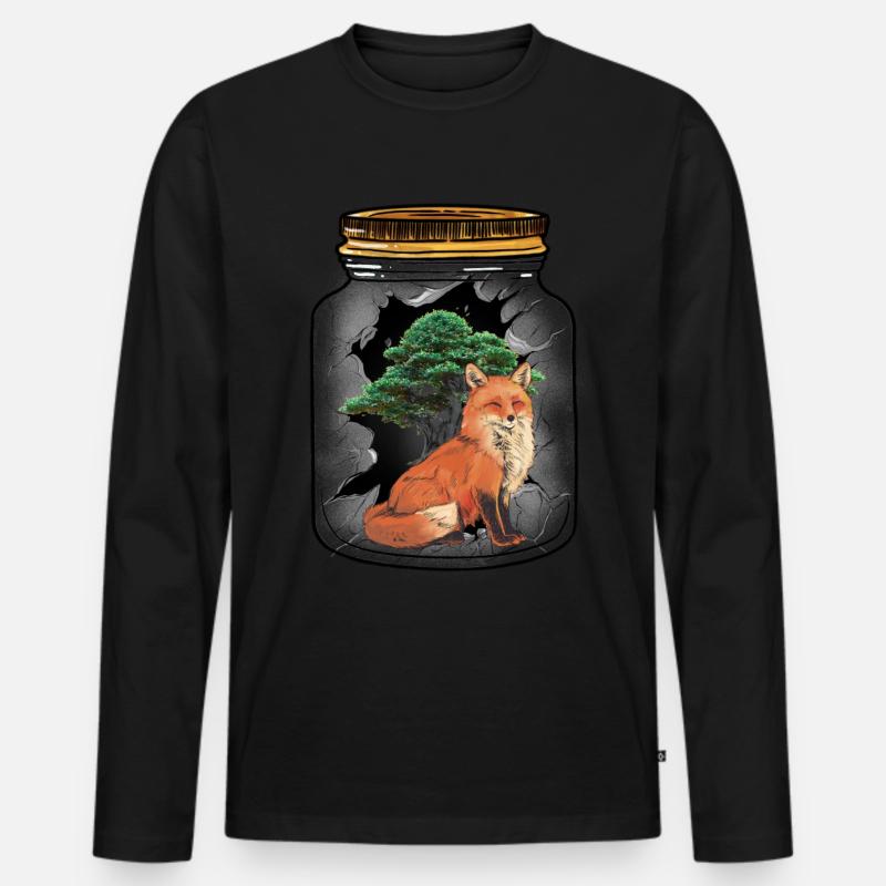 Fuchs Füchse Waldbewohner Baum - Männer Premium Bio Langarmshirt - Schwarz