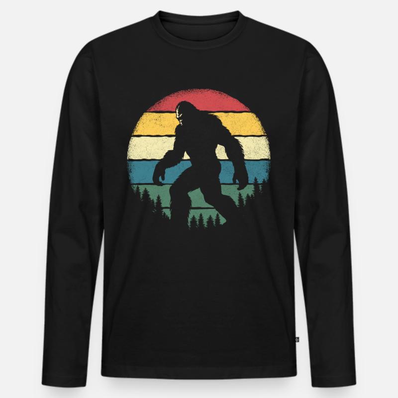 Retro Bigfoot - Männer Premium Bio Langarmshirt - Schwarz